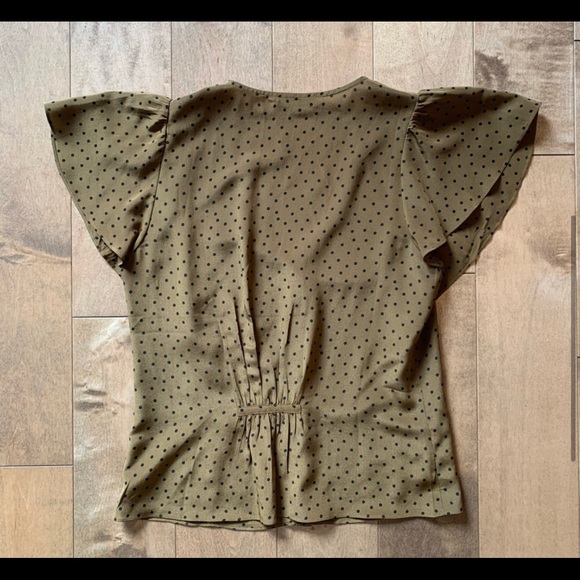 Madewell 100% Silk Flutter Sleeve Polka Dot Carmelina Blouse - Picture 3 of 5